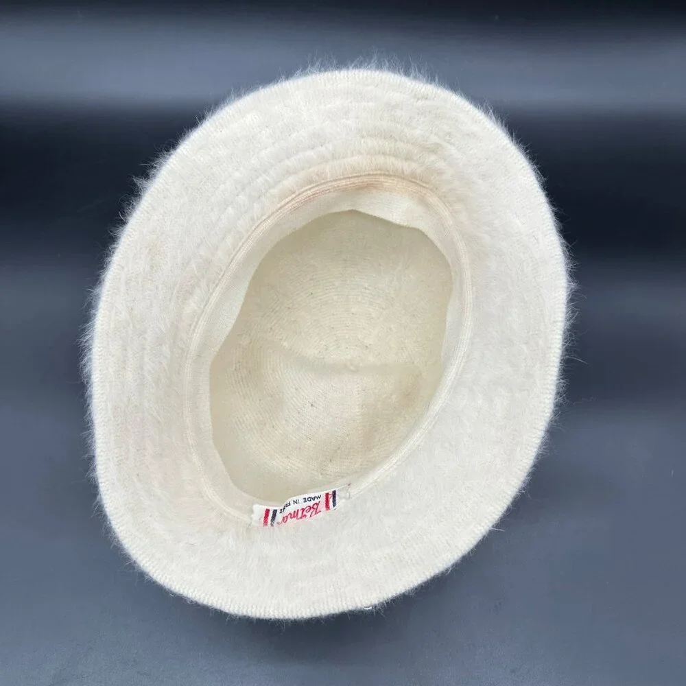 Vintage Hat White Fuzzy Bucket Womens Betmar France Warm Winter 1970s Retro Fash - Picture 6 of 8